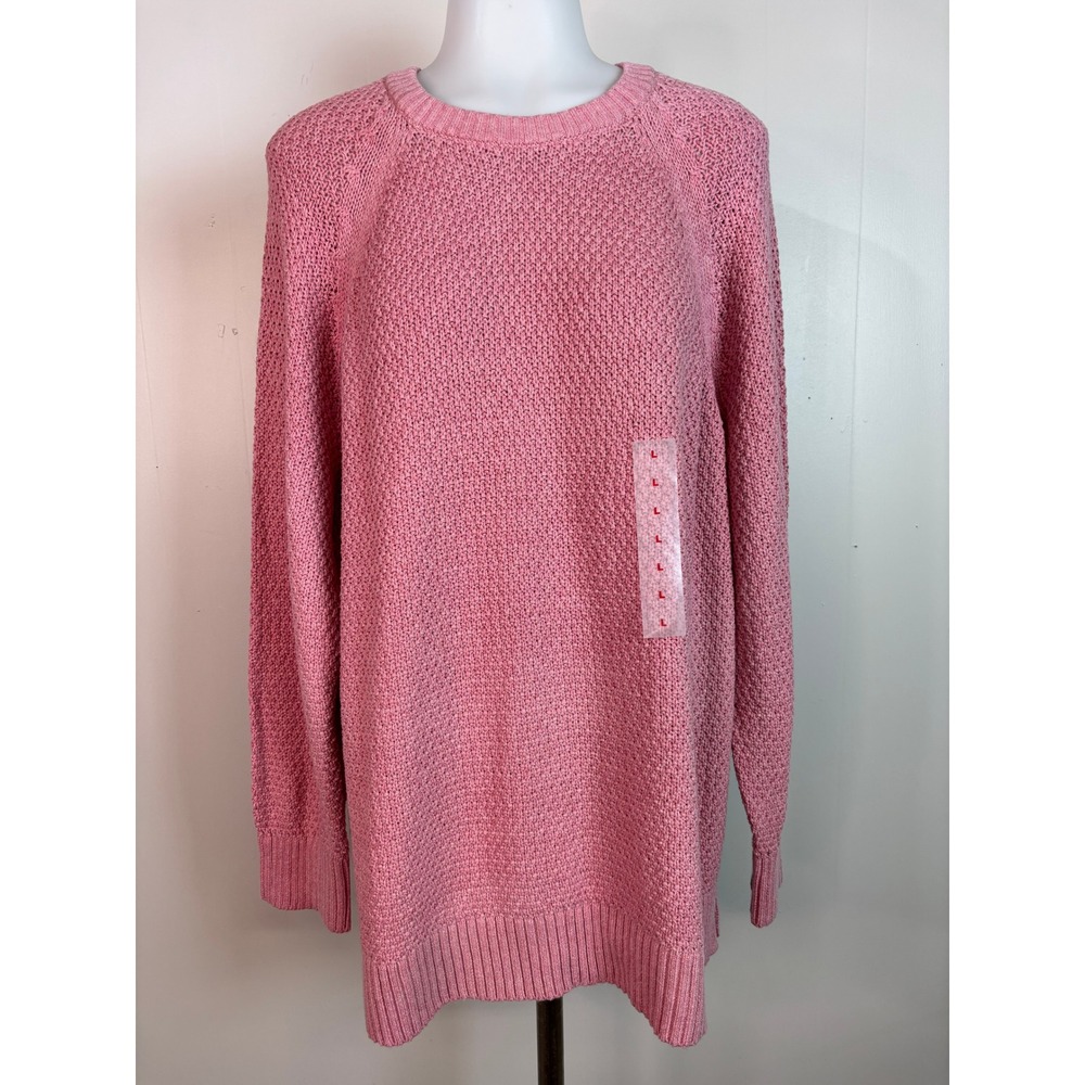 Old Navy Sweater Large Pink Textured Knit Crew Neck Long Sleeve Cotton Blend